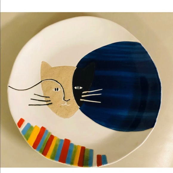 Hand Made Plates Cats Picture - Set of 2 New ceramic plates Made in Thailand - Picture 5 of 9